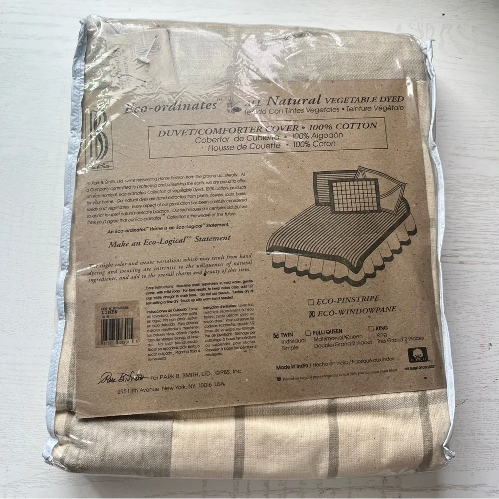 Park B. Smith Eco-ordinates All Natural duvet comforter cover 100% Cotton Twin